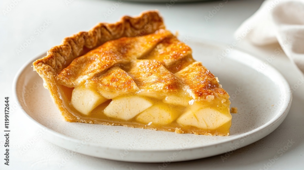 Golden-brown apple pie slice showcasing juicy apple filling and Golden-brown apple pie slice showcasing juicy apple filling and