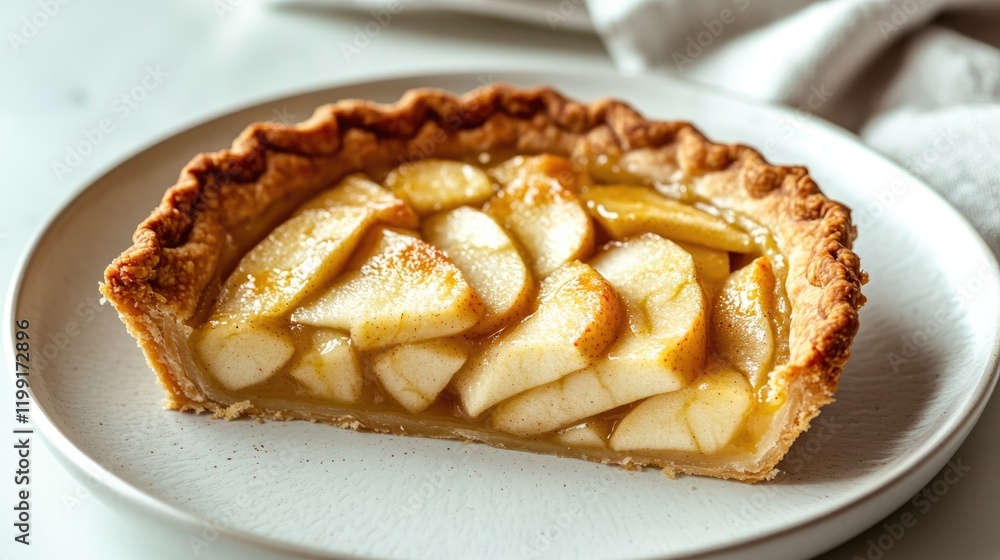 Warm apple pie with golden crust, showcasing sliced apples and i Warm apple pie with golden crust, showcasing sliced apples and i