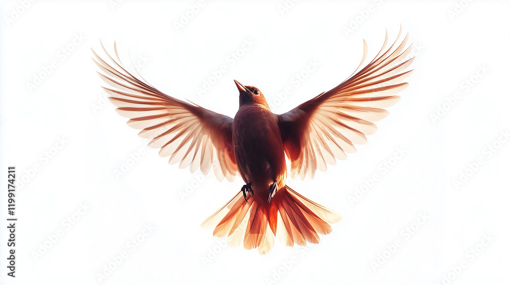 Obraz premium Bird soaring high with open wings depicted on a pristine white backdrop high quality ultra clear 