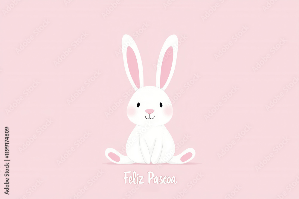 Simple Easter Card with Bunny and Feliz Pascoa Text
Simple Easter Card with Bunny and Feliz Pascoa Text