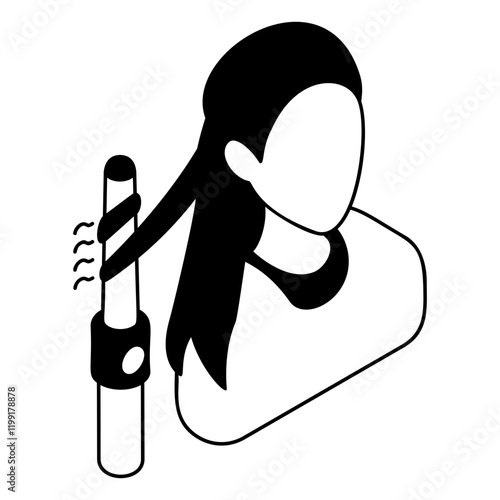 Cosmetologist isometric vector icon, beauty and personal care symbol, cosmetic dermatology sign, body aesthetics stock illustration, Curl Hair Without Any Heat concept