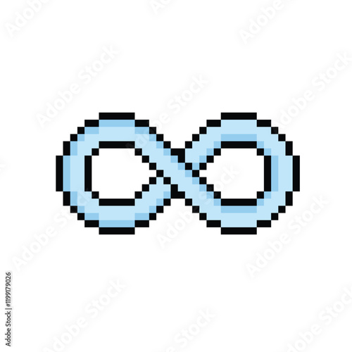 pixel infinity icon  sign for 8 bit game logo