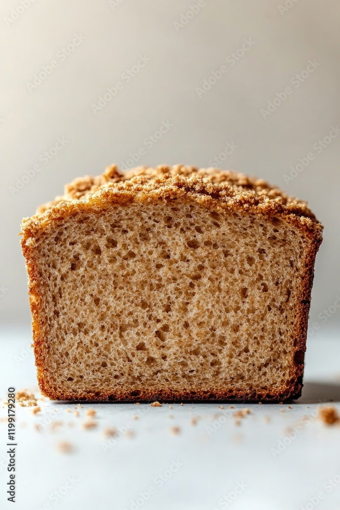 Freshly baked loaf showcases golden crust, highlighting its soft Freshly baked loaf showcases golden crust, highlighting its soft