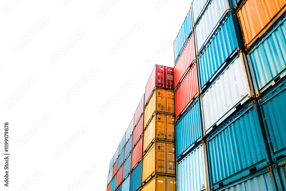 Fototapeta premium Container industrial yard shipping Export Logistic Crane Forklift Port Blue Sky Background Space Road Import Business Freight Logistic Transport Industry Service Airplane Container Ship Truck Cargo