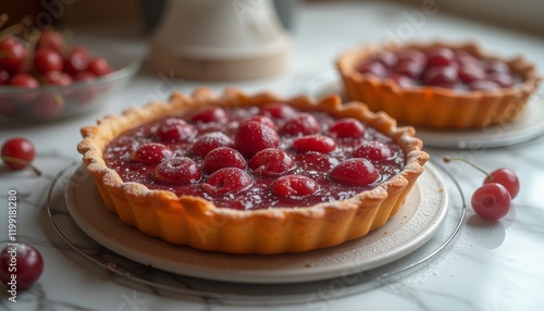 Wallpaper Mural Cherry tarts dusted with powdered sugar in sunlight. Torontodigital.ca