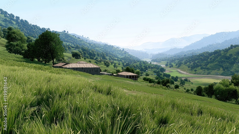Fototapeta premium Peaceful Rural Valley Landscape