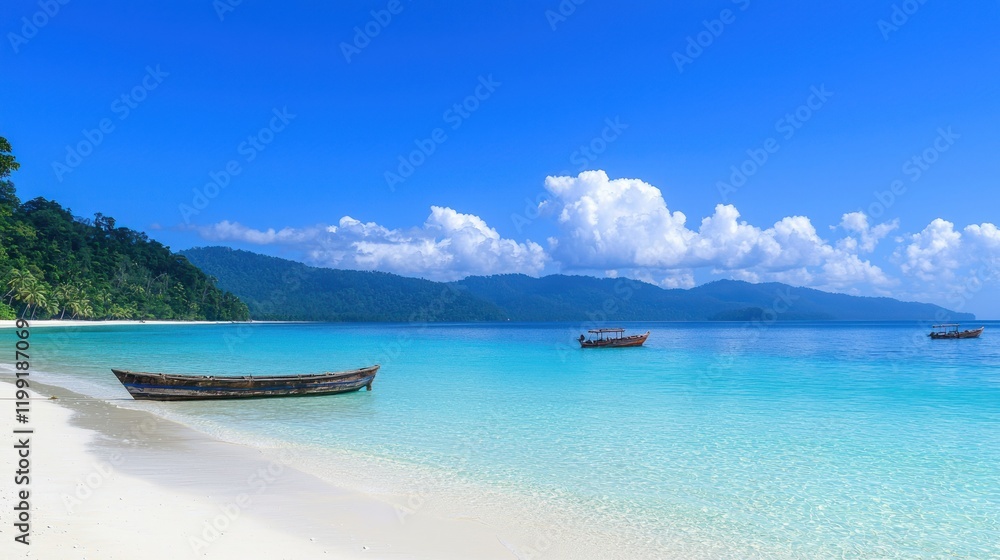 Obraz premium Tranquil Tropical Beach Scene