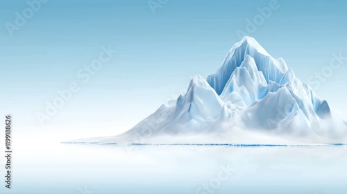 Wallpaper Mural A serene illustration of a snow-capped mountain in a tranquil landscape. Torontodigital.ca