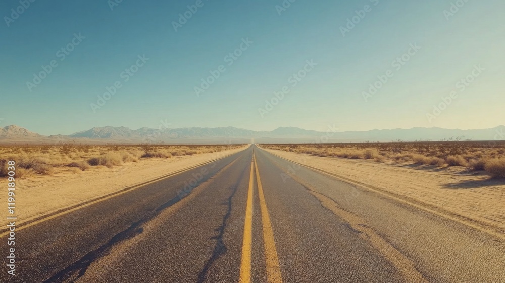 Fototapeta premium Empty Asphalt Road Stretching Through A Desert Landscape