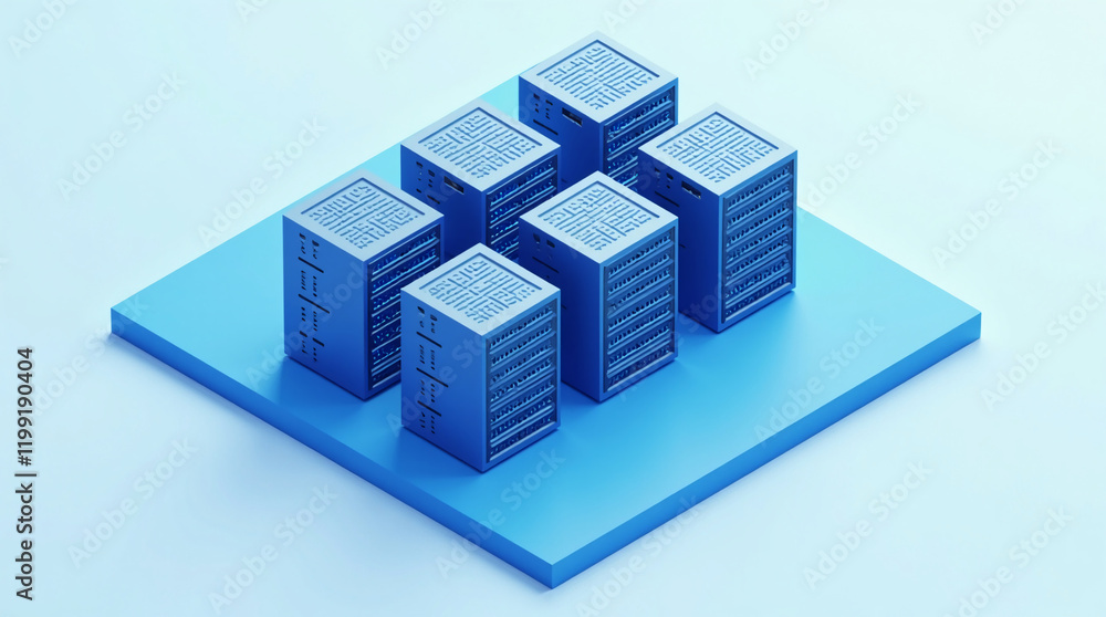 Isometric Data Center with Server Racks Isometric Data Center with Server Racks