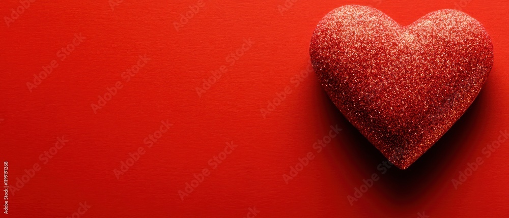 Obraz premium A vibrant red heart radiates love against a matching crimson backdrop, symbolizing passion and romance on Valentine's Day.