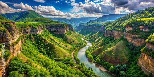 Martvili Canyon Georgia Panoramic Landscape Abasha River Inchkhuri Natural Monument photo