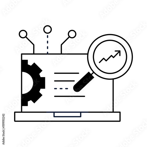 Automated Report Generation Icon - Vector Illustration for Workflow Optimization and Analysis