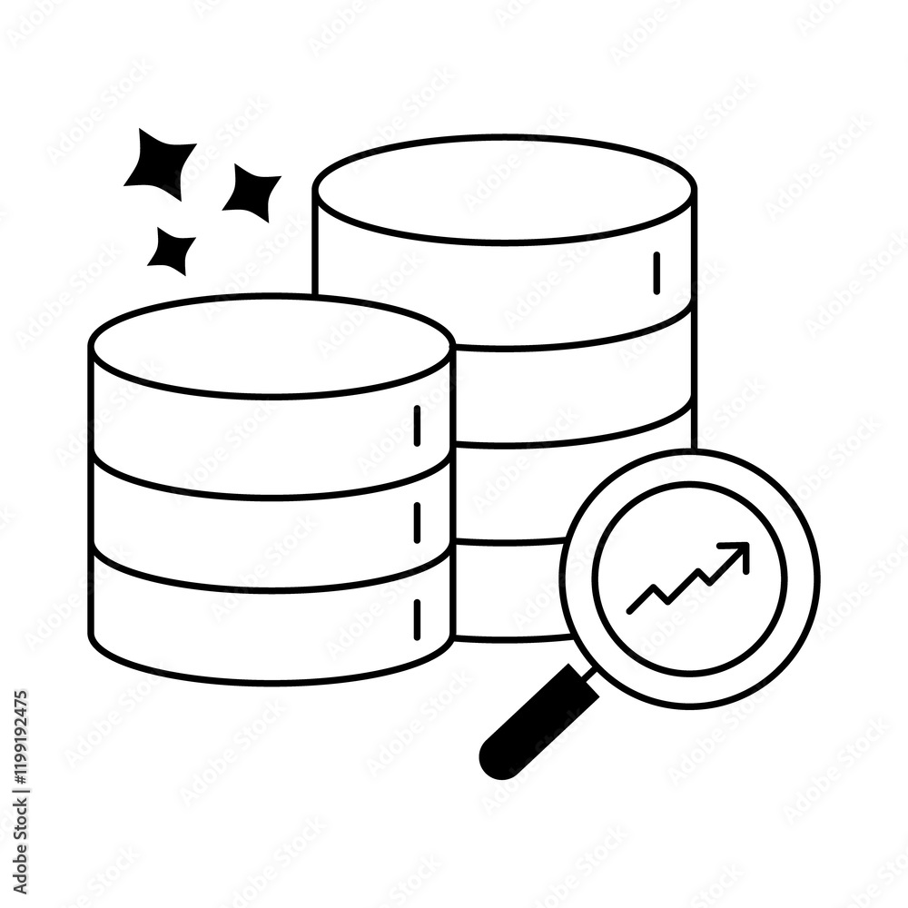 Data Storage Analysis Icon - Vector Illustration for Cloud and Storage Management Data Storage Analysis Icon - Vector Illustration for Cloud and Storage Management