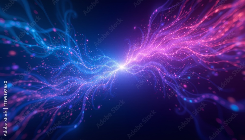 Fototapeta premium Abstract glowing pink and blue light waves