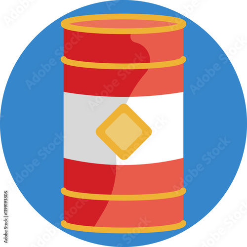 Oil Barrel Symbol: A simple, stylized icon of a drum with a small symbol on it, signifying oil or liquid petroleum storage.