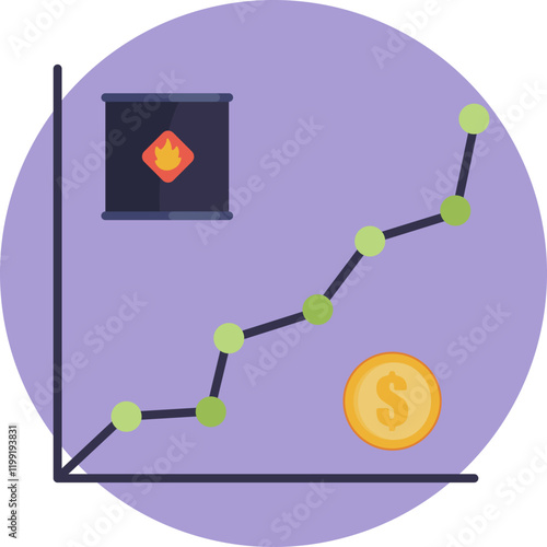 Fuel Price Graph: Displays fluctuations in gas prices over time, often used to track price changes or market analysis in the oil and gas industry.