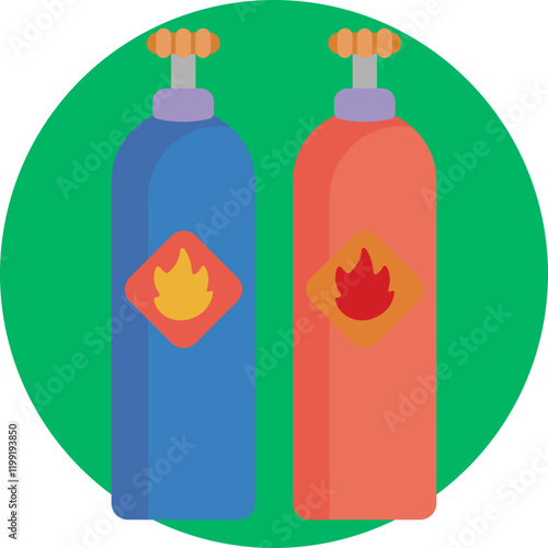 LPG Bottles: Representing portable containers used to store liquefied petroleum gas (LPG) for household and industrial use.