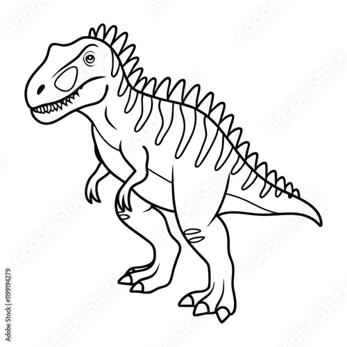 Cute Black and White Tyrannosaurus Coloring Page