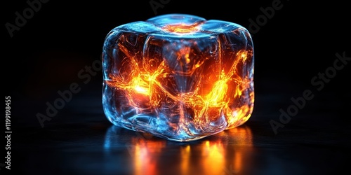 Abstract Cube of Fire and Ice: A Digital Art