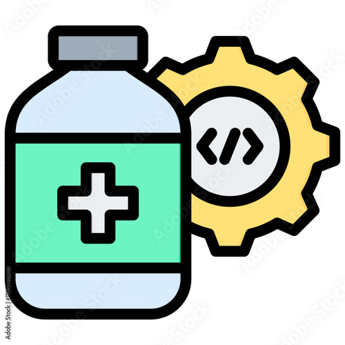 Medication Management System Outline Color Icon