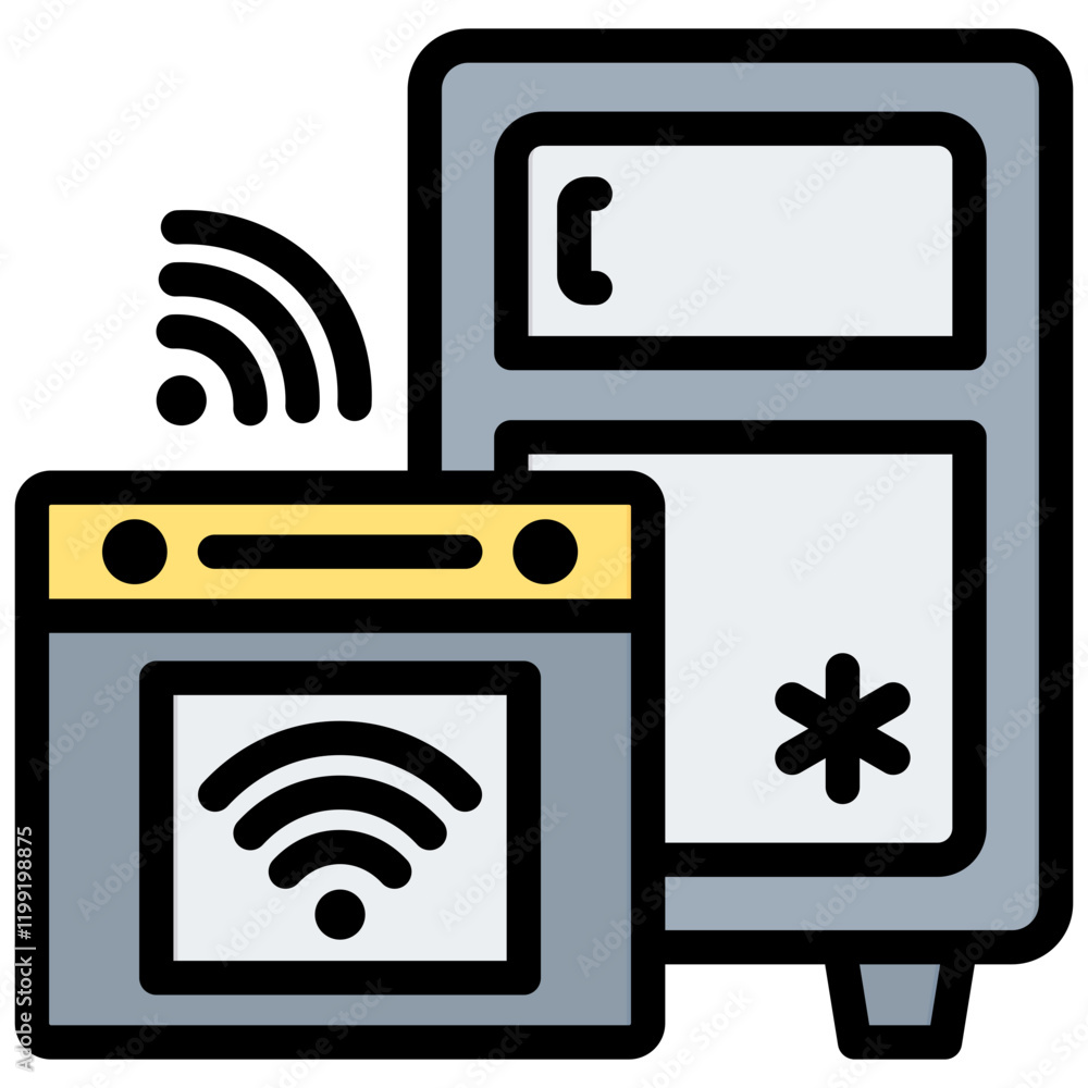 Smart Kitchen Appliance Outline Color Icon Smart Kitchen Appliance Outline Color Icon