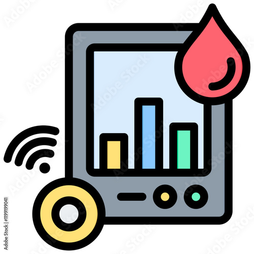 Wearable Glucose Monitor Outline Color Icon