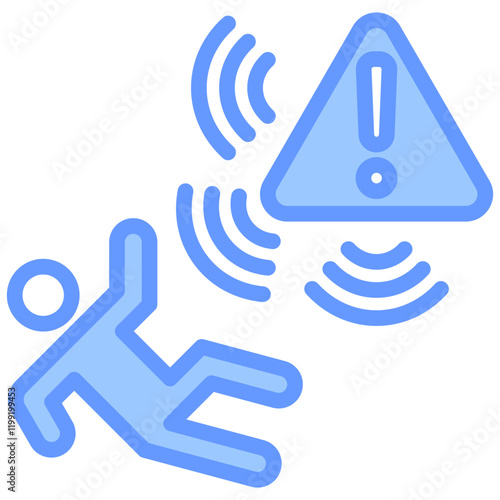 Fall Detection System Blue Icon