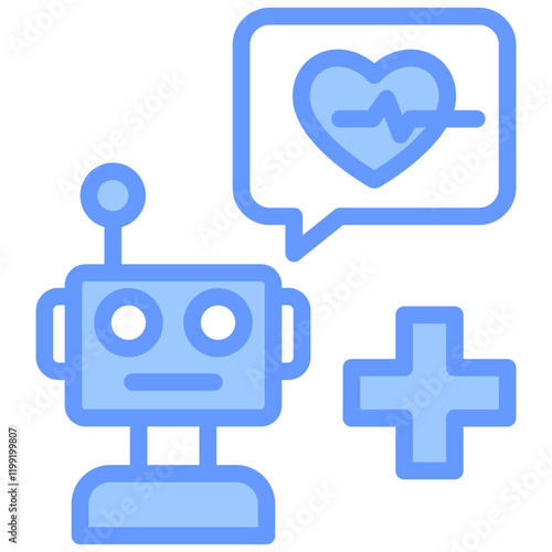 Health Chatbot Blue Icon