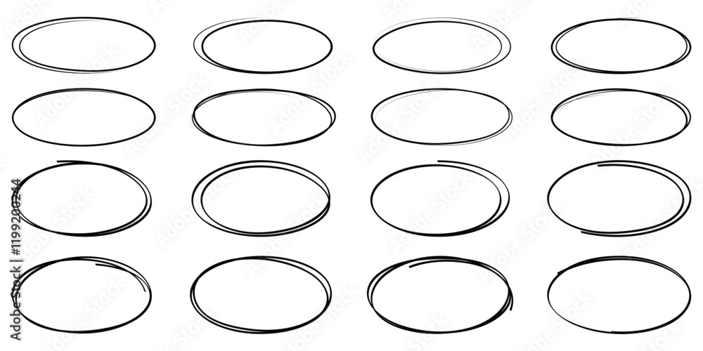 Vector hand draw circle set isolated on white background. Vector hand draw circle set isolated on white background.