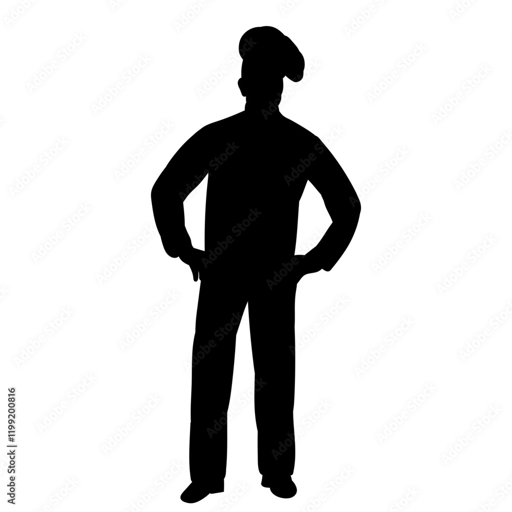 chef standing black silhouette vector chef standing black silhouette vector