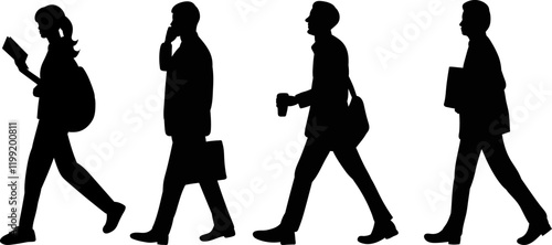 people taking pictures and videos silhouette  vector