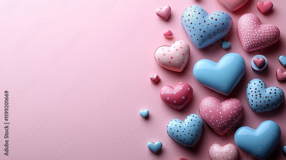Obraz premium ‘You’re My Favorite’ text surrounded by minimalist love-themed icons, simple soft background. Bright lighting, contrast with copy space for text