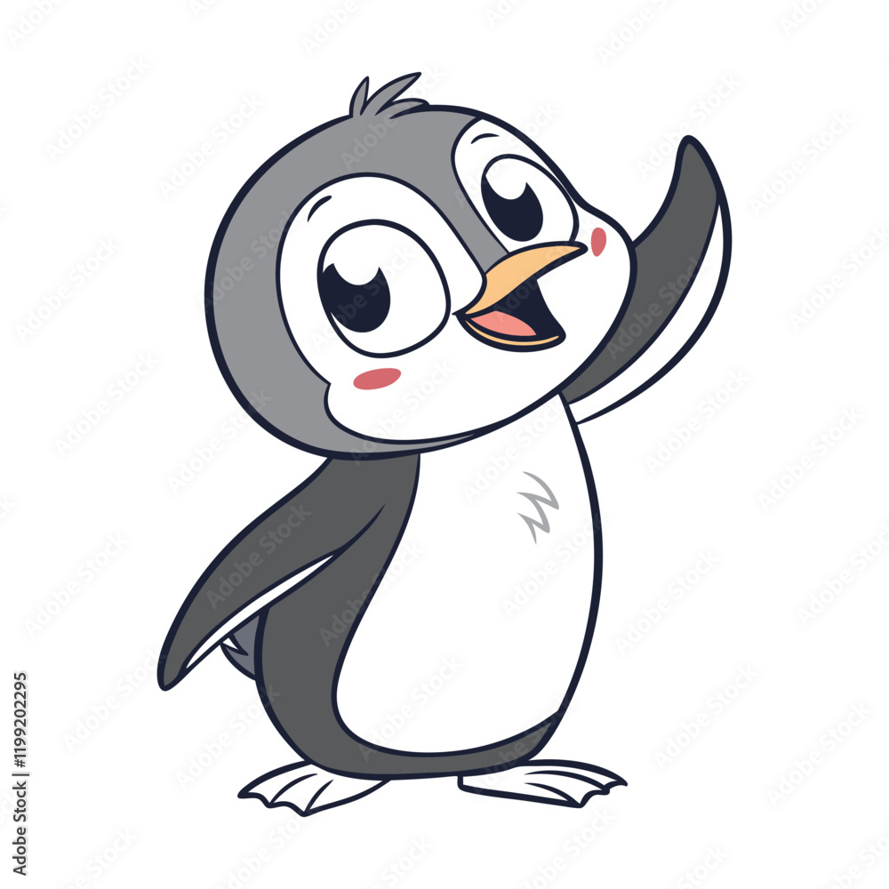 Obraz premium Hand Drawing Cartoon Cute Penguin Illustration in flat style