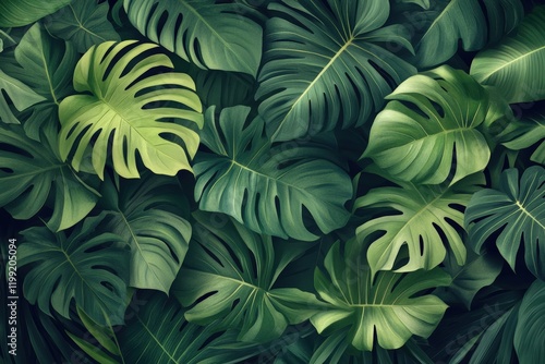 Nature's vibrant greenery tropical leaf textures lush environment abstract close-up captivating concept