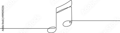 continuous single line drawing of musical notes, music line art vector illustration