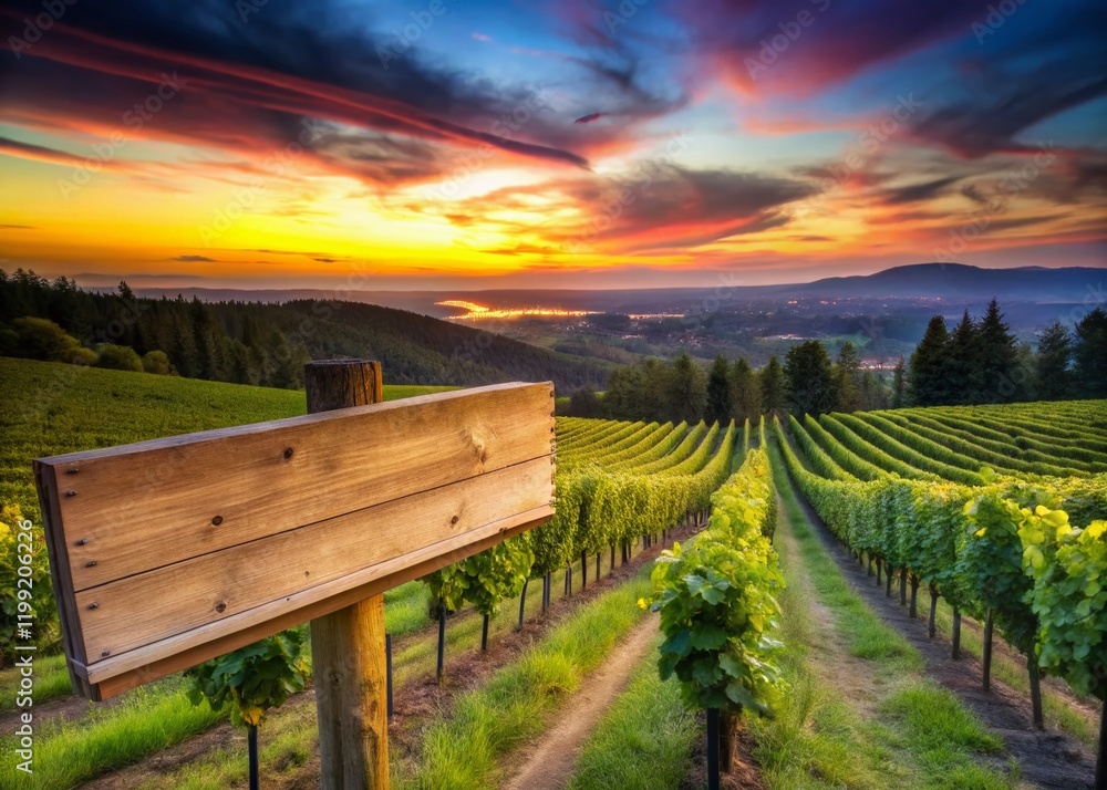 Fototapeta premium Oregon Winery Long Exposure Wooden Sign AI Photo