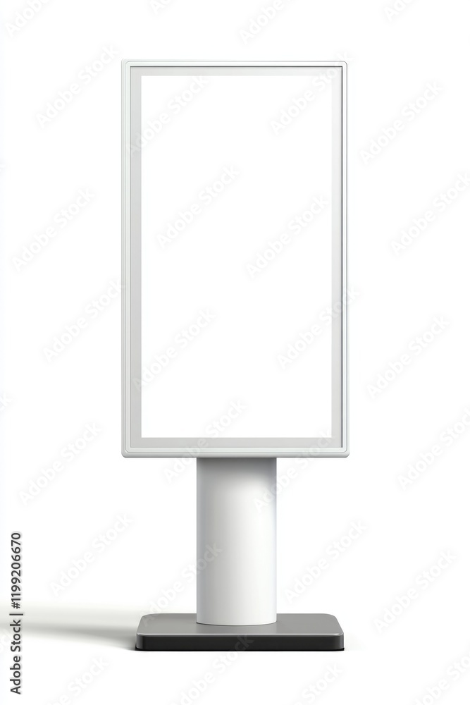 White digital blank advertisement board mounted on a stand. Ideal for indoor or outdoor promotional use. Easy to update. White digital blank advertisement board mounted on a stand. Ideal for indoor or outdoor promotional use. Easy to update.