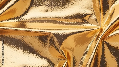 Gold crumpled foil, shiny gold texture close up-  gold texture fabric- Gold Coloured Crush Foil
 photo