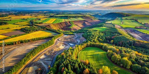 Reclaimed Landscape, Mining, Czech Republic, Aerial, Climate Change photo