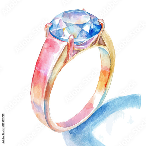 A watercolor vector painting of Capri rings that appear delicate, isolated on a white background. Capri rings vector.

