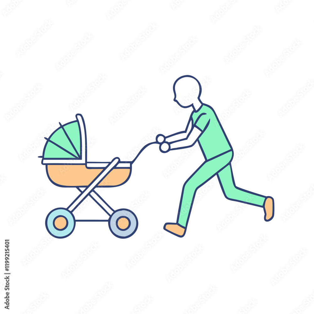 jogging with a baby stroller icon, jogging with a baby stroller vector, jogging with a baby stroller icon, jogging with a baby stroller vector,
