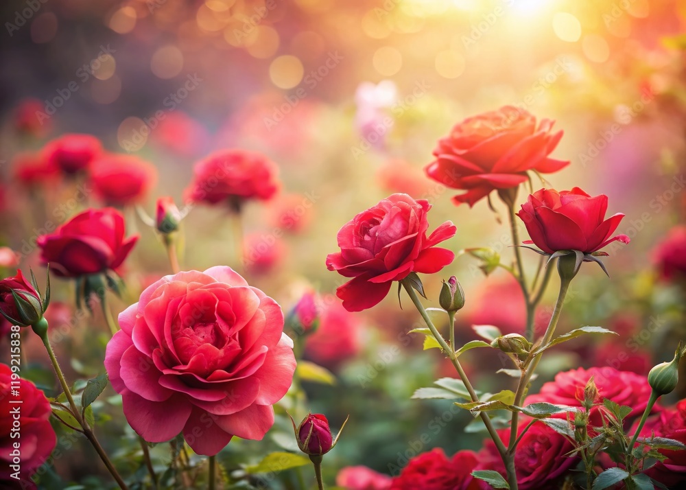 Soft Red Roses Landscape Photography with Copy Space - Perfect for Wedding Invitations or Romantic Designs Soft Red Roses Landscape Photography with Copy Space - Perfect for Wedding Invitations or Romantic Designs