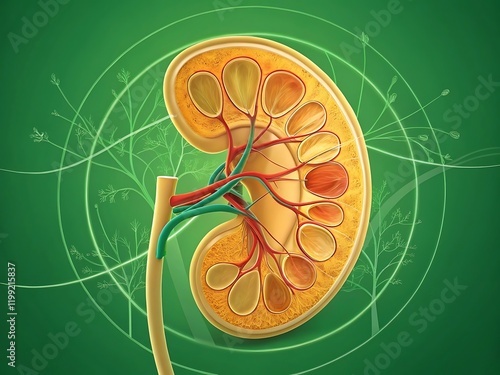 Detailed Cross-Section of a Human Kidney photo