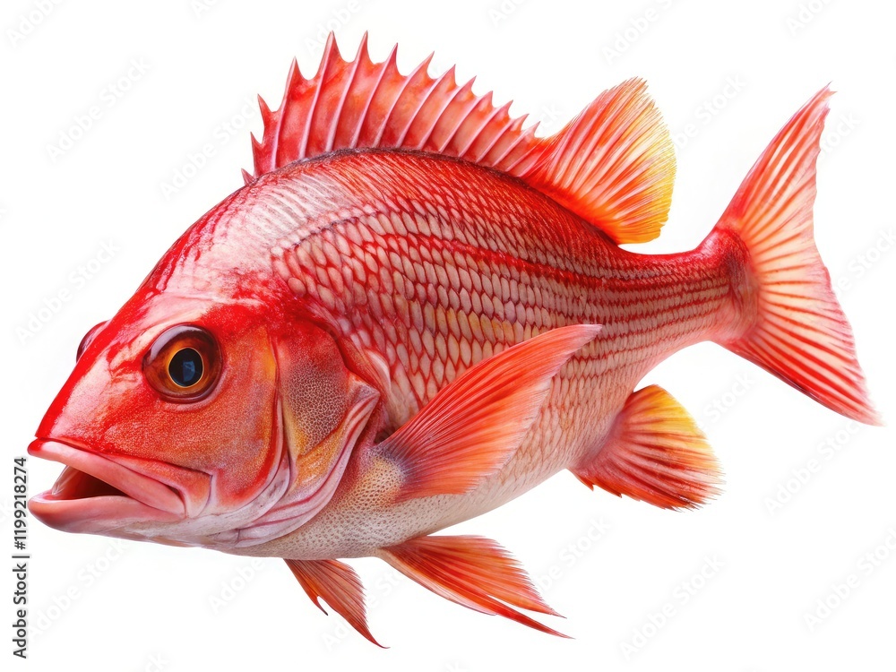 Fototapeta premium Red Snapper Macro Close-up, Isolated Fish, Underwater Photography