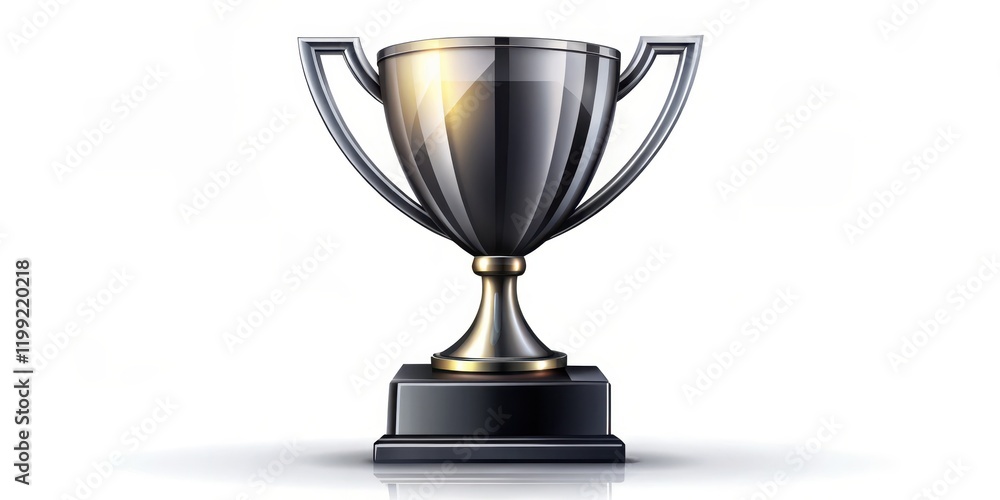 A sleek, modern vector trophy icon with a shiny black finish and angular lines, set against a bright white background, exuding victory and achievement , accolade, recognition A sleek, modern vector trophy icon with a shiny black finish and angular lines, set against a bright white background, exuding victory and achievement , accolade, recognition