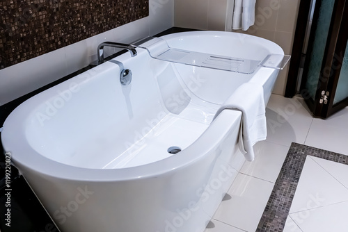 Interior of modern clean bathroom. High quality photo