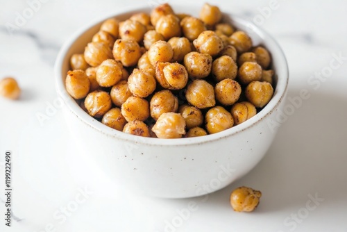 Crunchy roasted chickpeas in white bowl showcase healthy snack o