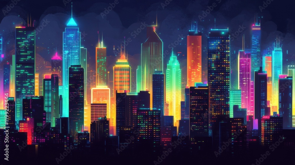 Fototapeta premium Neon Cityscape 