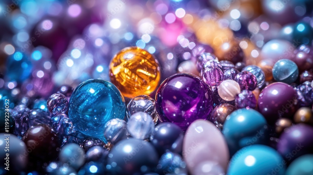 A Vibrant Symphony of Colorful Beads: A Close-Up Macro Photography of Sparkling Gems A Vibrant Symphony of Colorful Beads: A Close-Up Macro Photography of Sparkling Gems